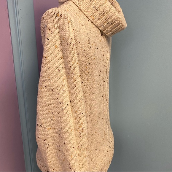 Cute Beige Cowl Neck Sweater with Colorful Rainbow Flecks - Picture 6 of 10